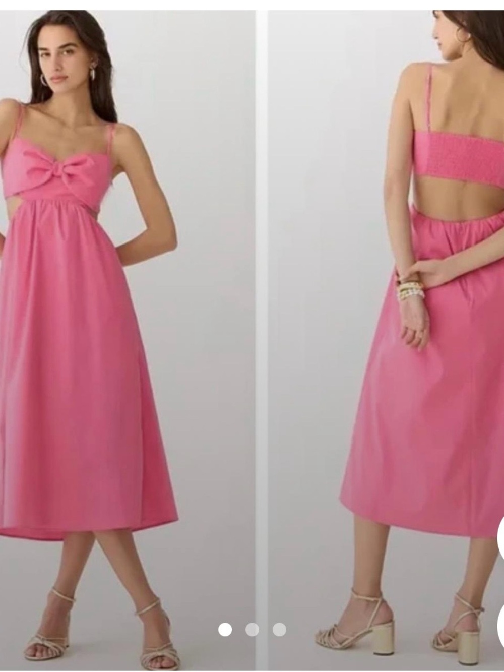 J. Crew Pink Bow-Front Midi Dress